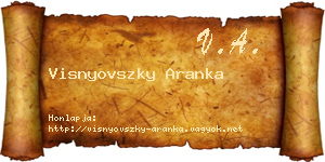Visnyovszky Aranka névjegykártya